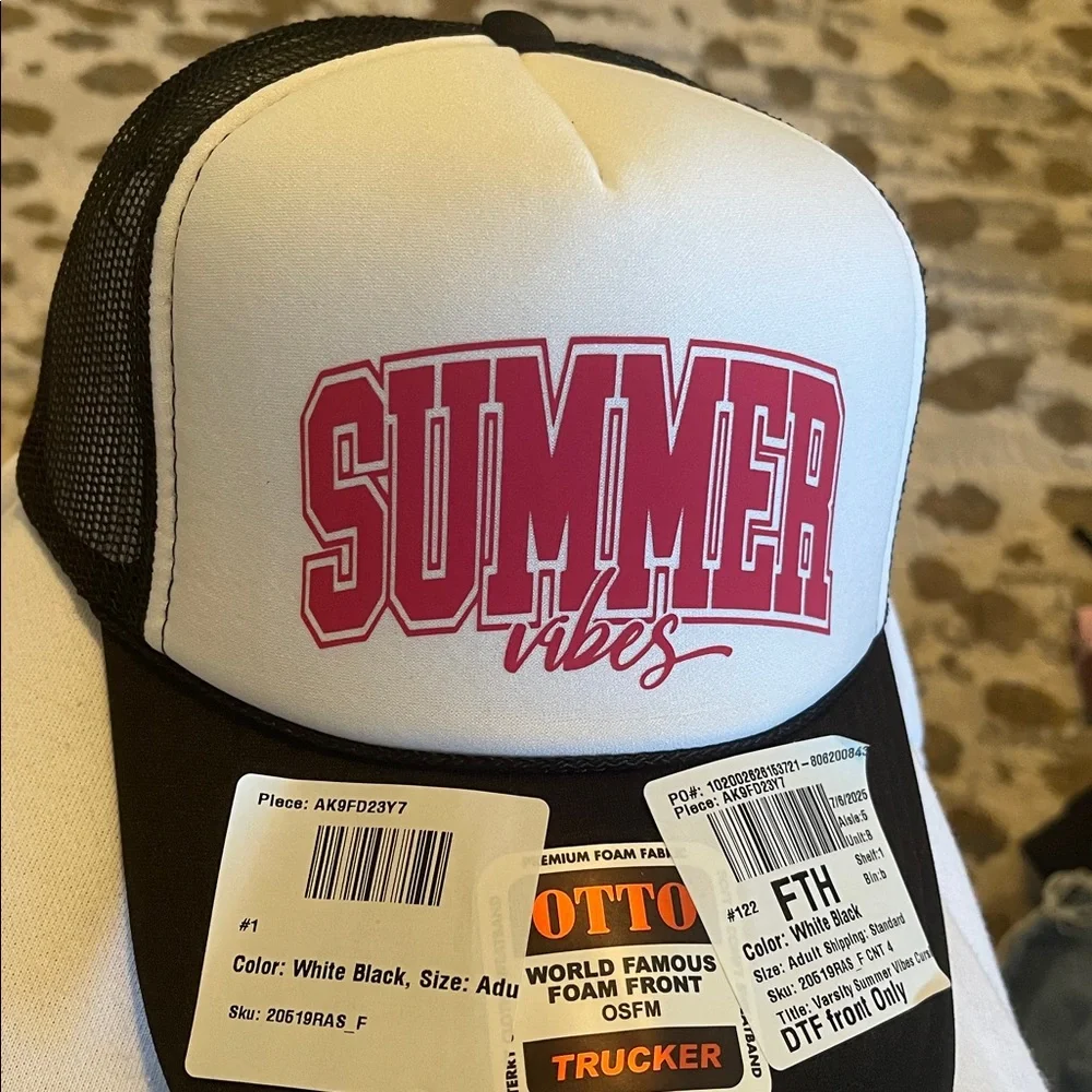 Simply Sage Market Summer Vibes Trucker Hat Foam Black White Otto One Size NWT